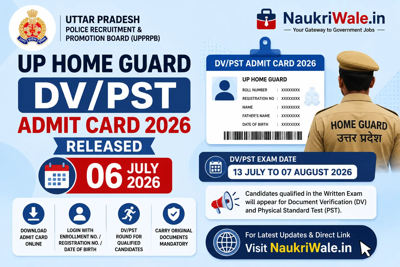 UP Home Guard DVPST Admit Card 2026- Released_NaukriWale.in